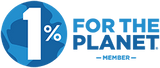 The 1% for the Planet logo in blue on a white background.