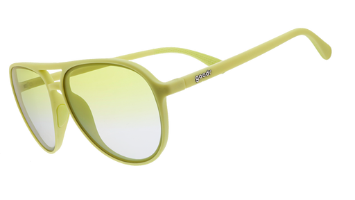 Pair of light yellow goodr aviator sunglasses