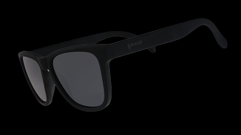 goodr sunglasses with black lenses and frames on a white background.