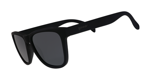 goodr sunglasses with black lenses and frames on a white background.