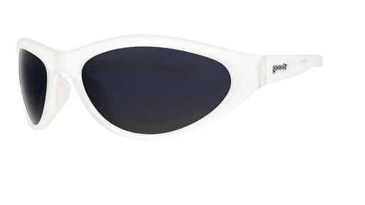 goodr sunglasses with white frames and transparent black lenses