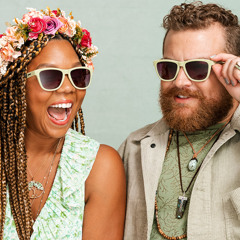 Dawn of A New Sage | green square sunglasses with gradient purple lenses | goodr OG sunglasses