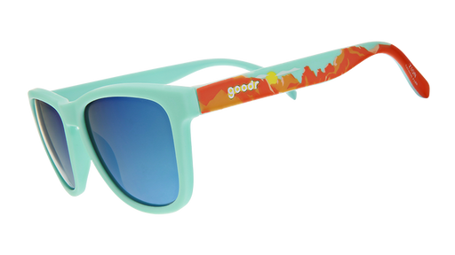 Zion National Park| Blue with orange canyon print frames | National Parks Foundation charity sunglasses | goodr OG sunglasses
