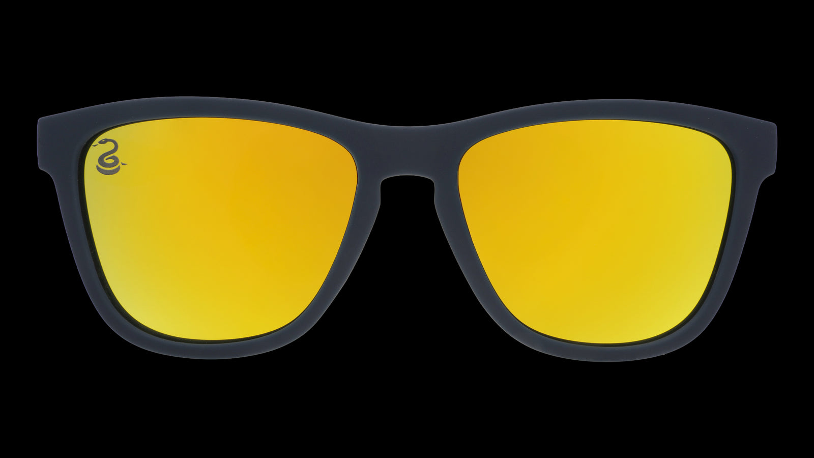 Front view of Major League Soccer Philadelphia Union shades. Navy front frame. Gold reflective lenses.