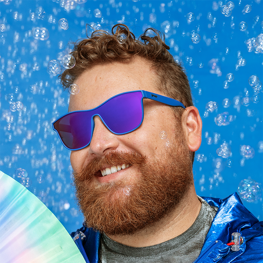 Best Dystopia Ever |Blue futuristic style sunglasses with purple lenses | goodr sunglasses