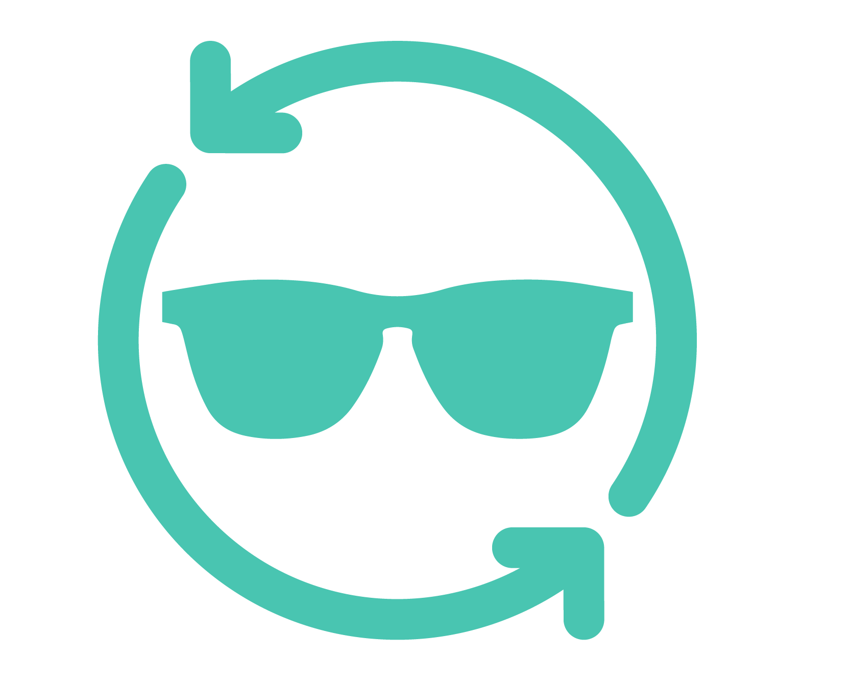 A returns icon in teal on a white background.