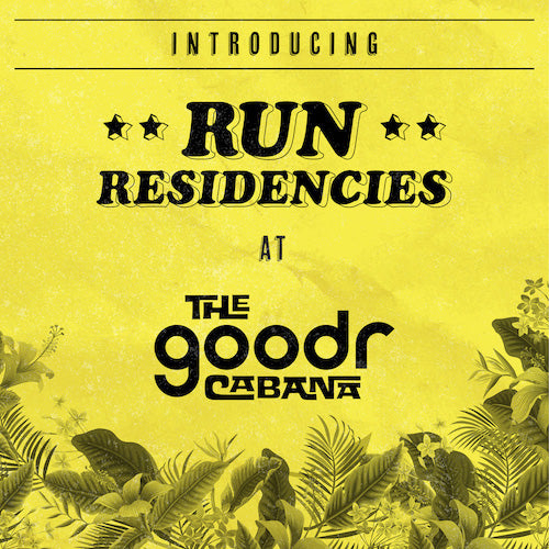 Introducing Run Residences at The goodr Cabana against a yellow background